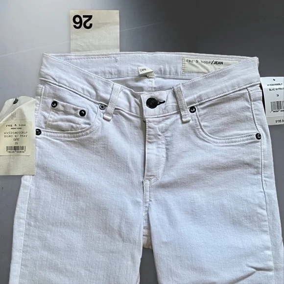 NWT RAG & BONE Blanc Frayed Capri Jeans - Picture 9 of 15